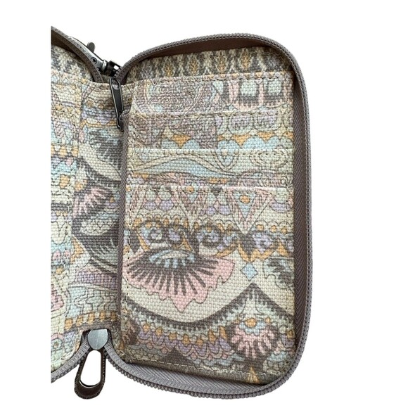 Sakroots Artist Circle Zippered Wallet Crossbody Bag Pastel Coated Canvas - Picture 9 of 10